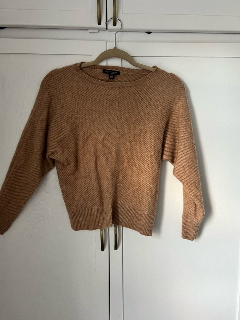 Saks Fifth Avenue Camel Cashmere Crewneck Ribbed Sweater